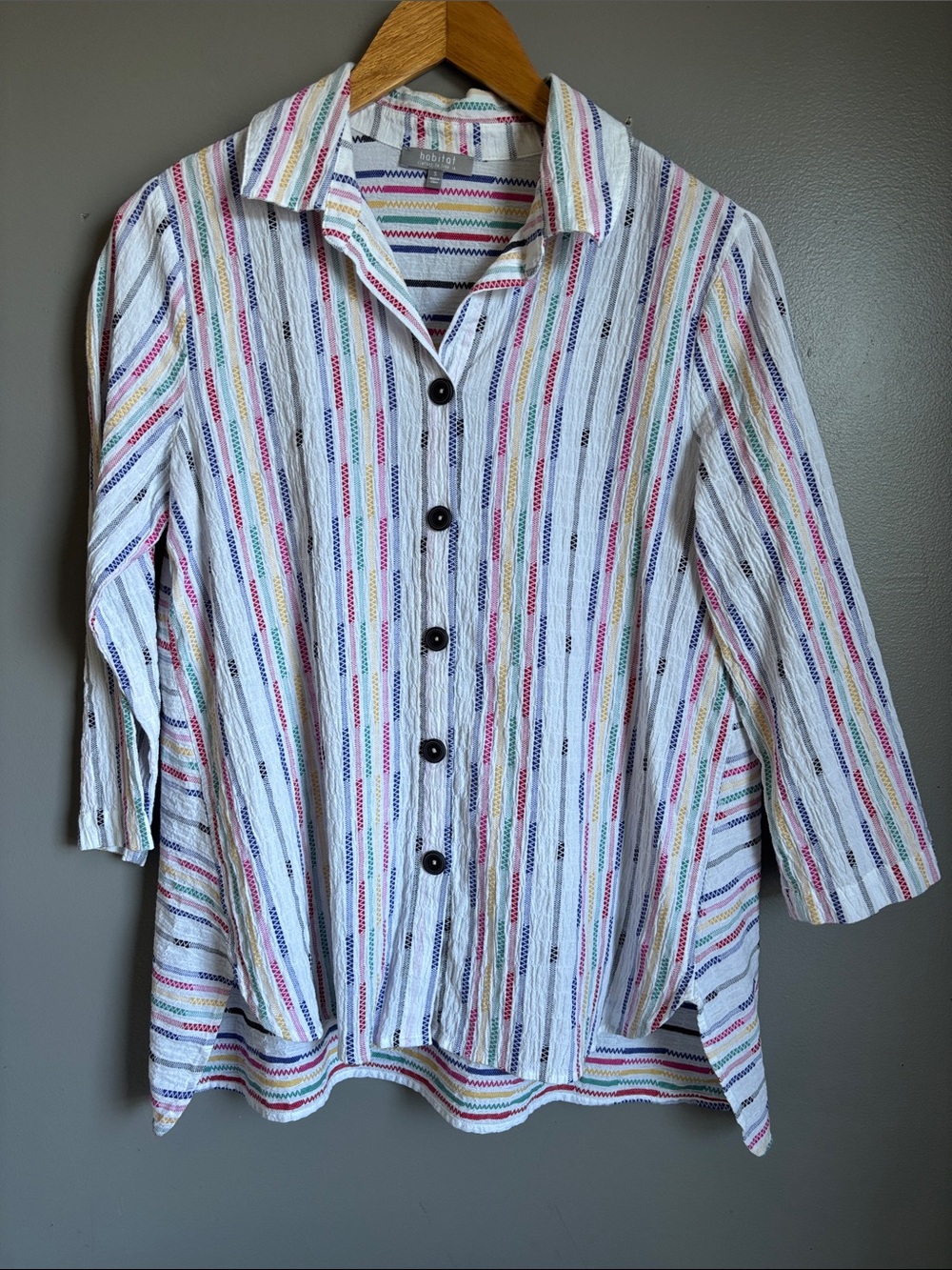 Habitat multicolor striped button-down shirt * sz M * 99% cotton
